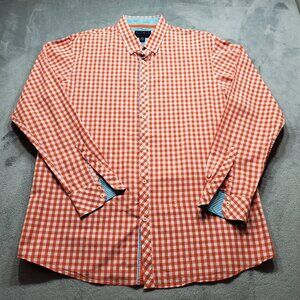UG Long Sleeve Button Down Plaid Shirt Orange White Men Sz 2XL Purple Label